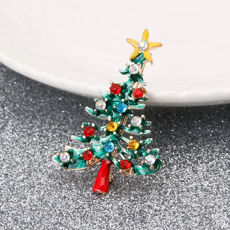 

Vintage Multicolor Christmas Tree Brooch Rhinestone Pin Charm For Women Jewelry Gift-W128