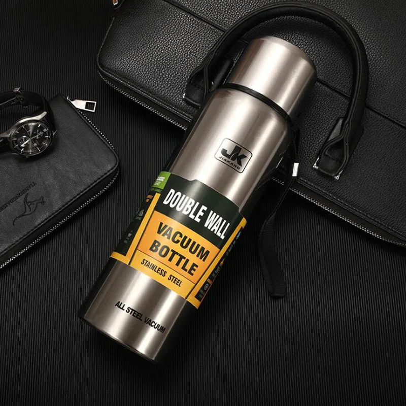 

Thermos Stainless Steel Vacuum Flask Outdoor Portable Large Capacity Filter Insulated Bottle Portable Military Style 1000ML