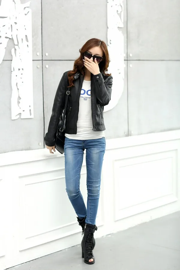 Куртка женская кожаная из искусственной кожи короткая XS-XXXL 7 размеров |