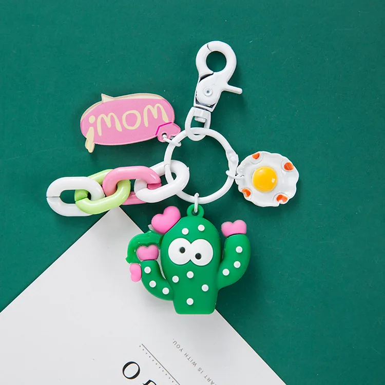 Новый 3D милый имитация зеленого растения Кактус в горшках брелок для женщин