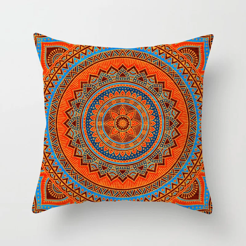 

New Ethnic Style Mandala Pattern Polyester Pillowcase Office Sofa Seat Cushion Cover Home Bedroom Living Room Decoration 45*45cm