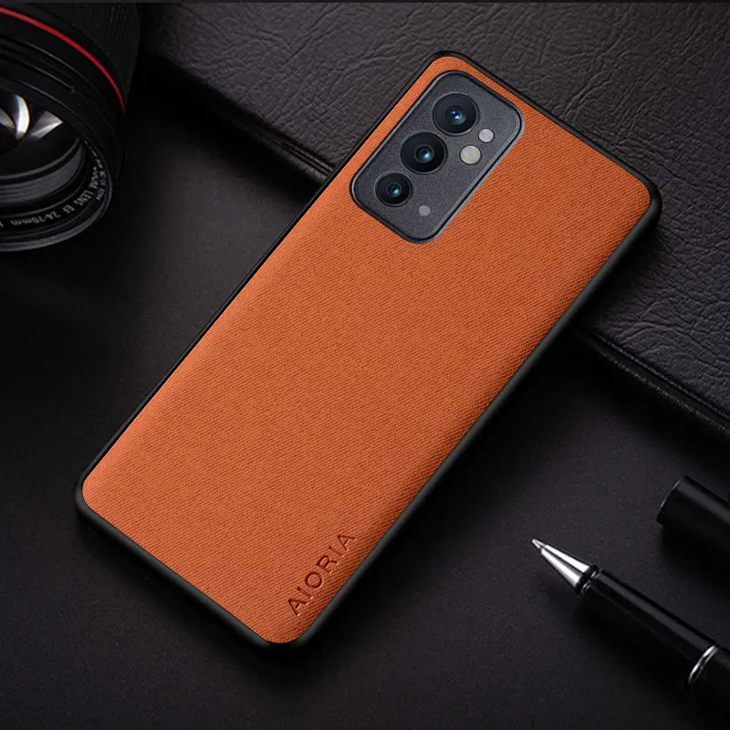 phone case for oneplus 9rt 5g 9r funda new design simple lightweight solid color textile leather protective back cover coque free global shipping