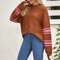 brown half turtleneck sweater women winter 2020 sweater knitwear fashion striped pullover long sleeve women sale cheap wholesale