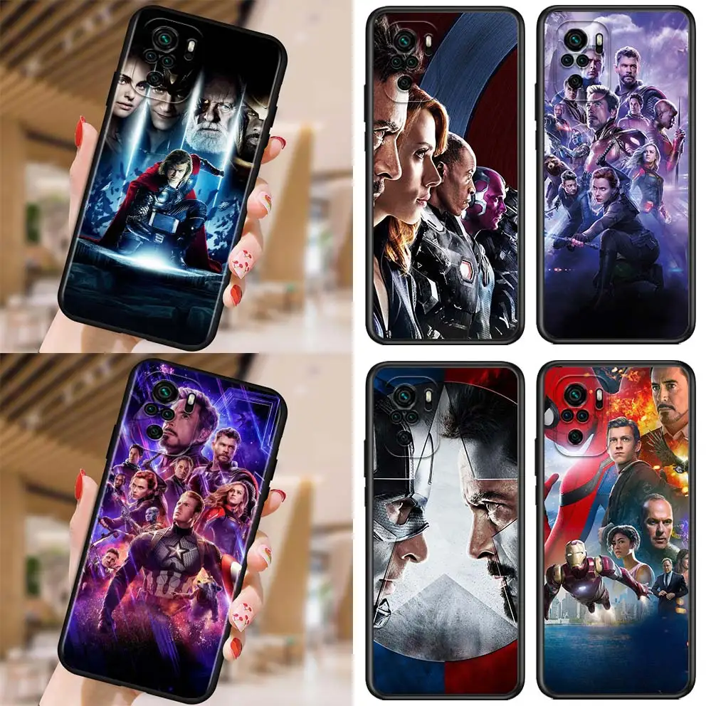 

Marvel Avengers hero for Xiaomi Redmi Note 10 10S 9 9T 9S 9Pro Max 8T 8Pro 8 7 6 5 Pro 4X Silicone Soft Black Phone Case