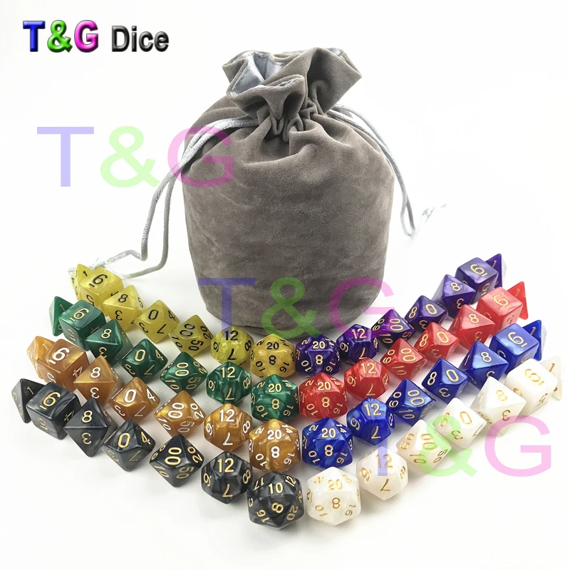 56 шт./пакет MTG RPG D& игральные кости DND Настольная игра набор из 8 комплектов кости D4 D6 D8 D10 D12 D20 под мрамор акрил игры