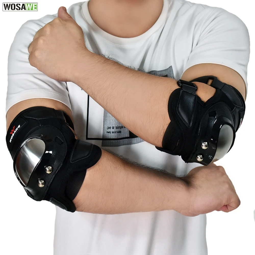 WOSAWE Motorcycle Stainless Steel Knee Pads Elbow Pad Set Motocross Off-road Racing Anti-Fall Protective Gear Body Guard |