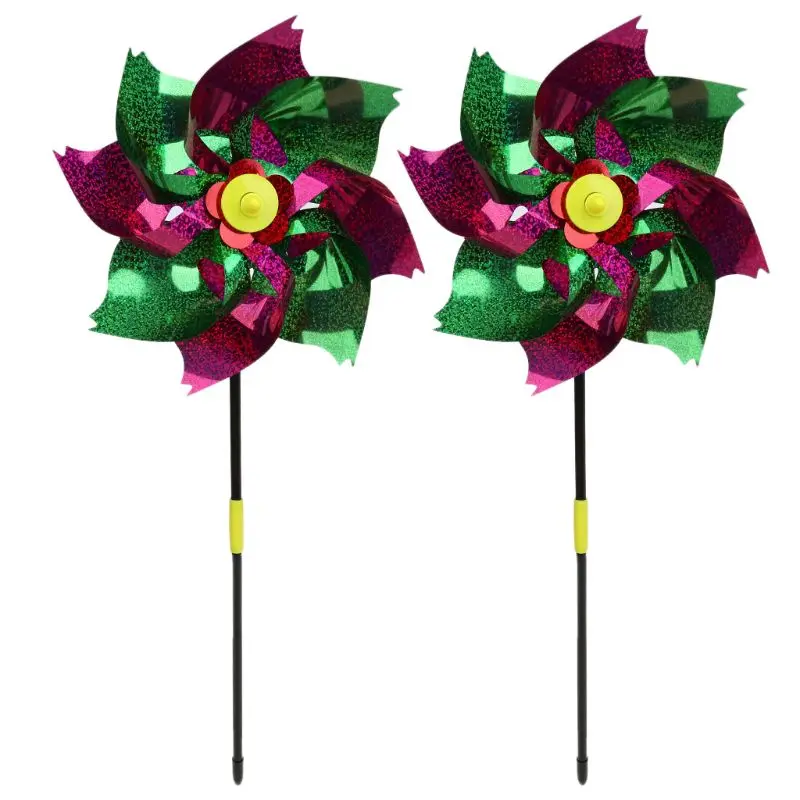 

2 Pcs/Set Wind Spinner Glitter Glow Windmill Colorful Garden Decoration Party Kids Children Toys Pinwheel Outdoor Games H055