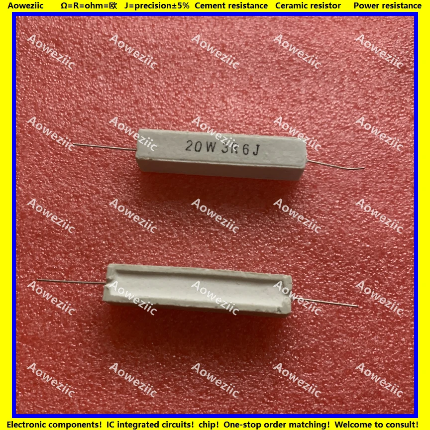 Горизонтальный цементный резистор RX27 20 Вт 3 6 Ом 3.6R 3.6RJ 20W3R6J Керамический точность