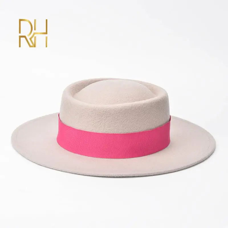 Шляпа Женская фетровая с лентой и плоскими полями из 100% шерсти | Аксессуары для