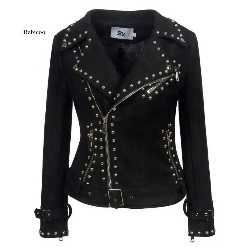 

Winter and Autumn Fashion Motorcycle Jacket Black Deerskin Velvet Jacket