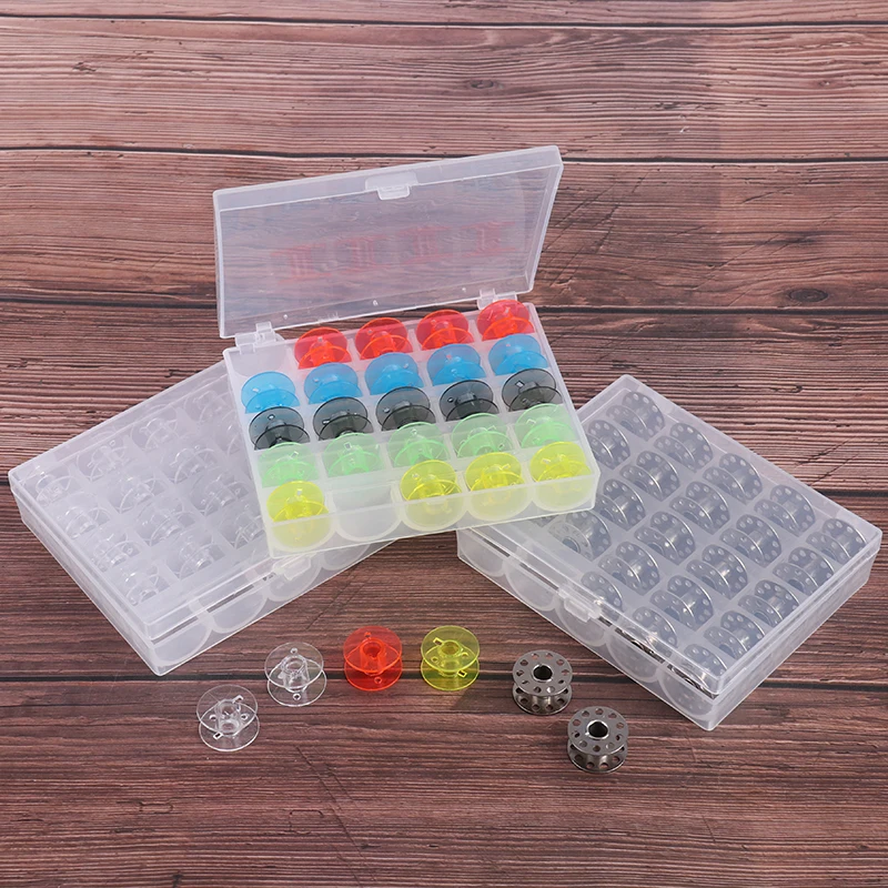 25 шт./компл. бобины коробка набор катушки для швейных машин красочные пластиковые