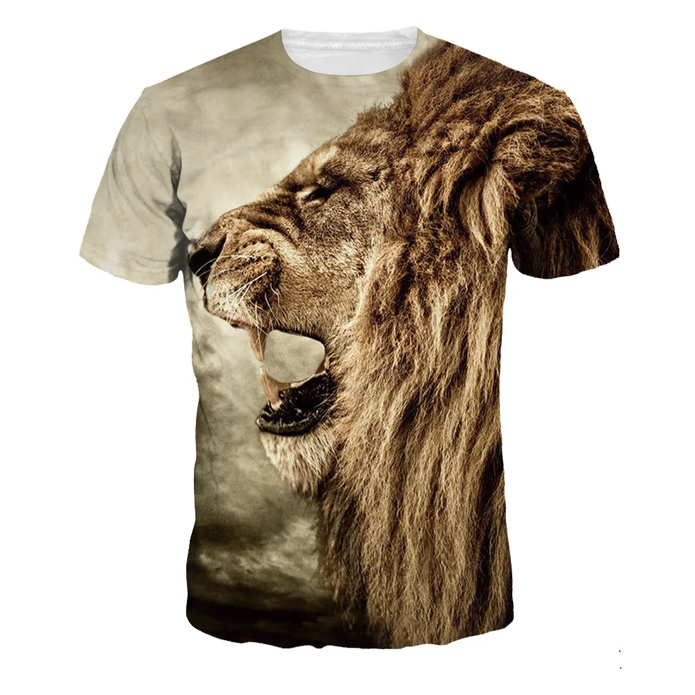 

One line Fox Lion Funny T Shirt 3d Print Men Women Summer T-shirts Short Sleeve Casual Brand Clothing Plus Size Tee Tops