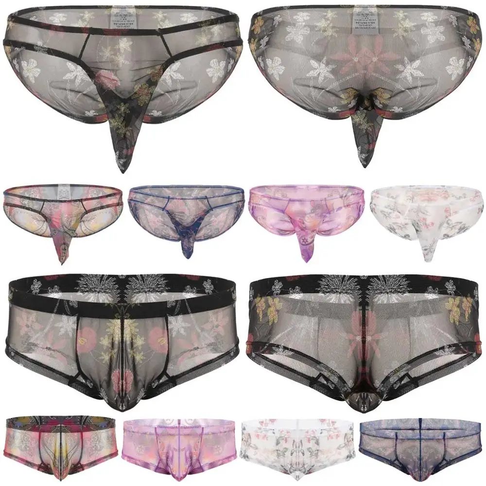 Сексуальное мужское нижнее белье прозрачное Сетчатое с низкой посадкой трусы