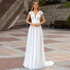 Женское свадебное платье It's yiiya, белое кружевное платье с V-образным вырезом и рукавами-крылышками на пуговицах на лето 2021