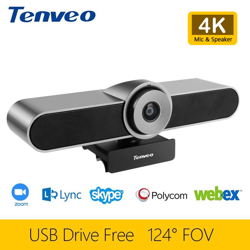 Tenveo VA4K 11MP 4K веб-камера 124 ° FOV USB подключи и работай с микрофоном динамиком живая