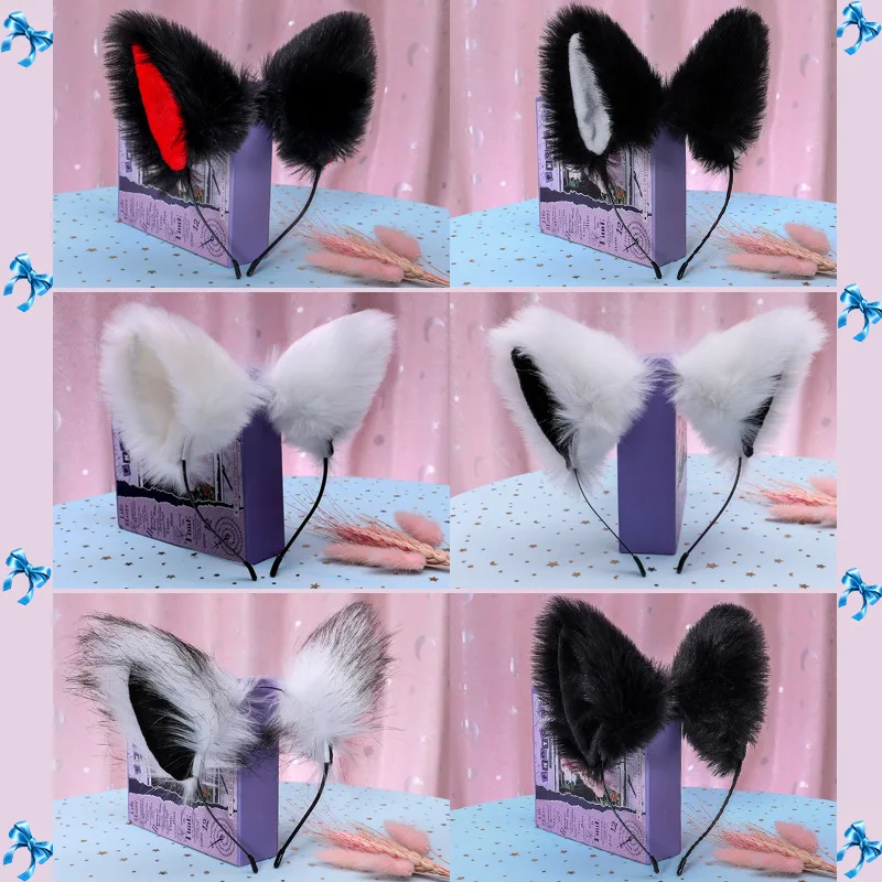 Плюшевые кошачьи ушки для косплея аниме лисы волчьи аксессуары волос разные