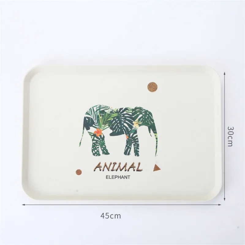Large Elephant 1 pcs Rectangle Fruit Bamboo Fiber Plates Storage Tray Family Dessert Dish Snack Dish Party Home Maintenance Tray Plate petisco - Цвет: Large Elephant