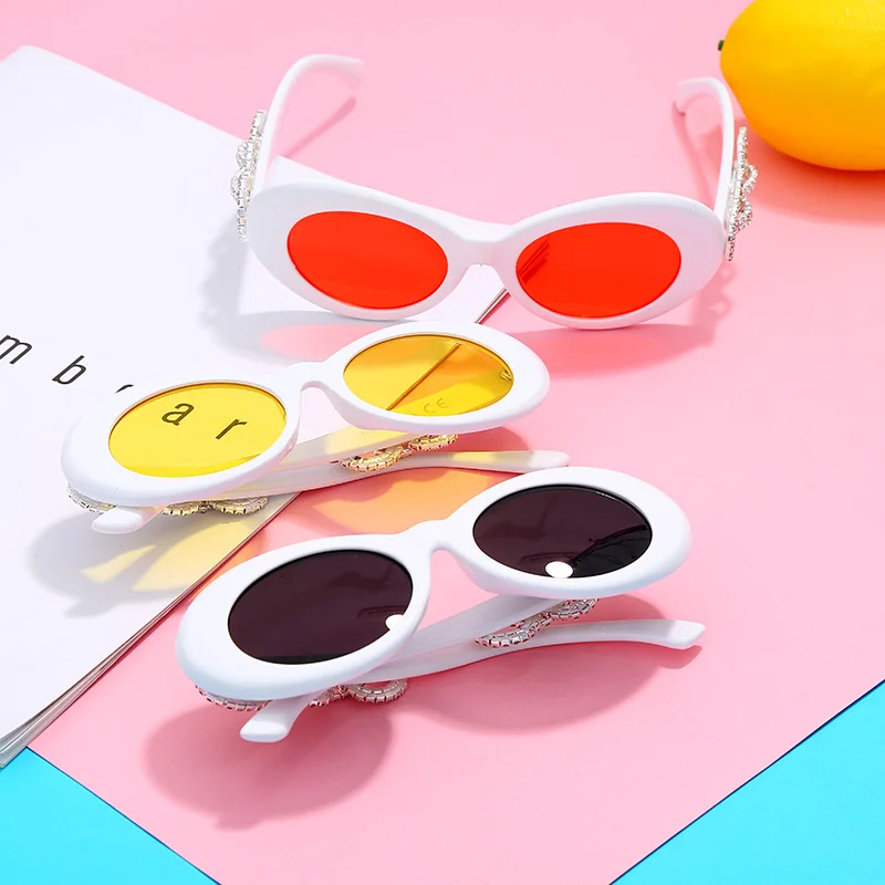 Модные сексуальные женские Овальные Солнцезащитные очки со стразами роскошные