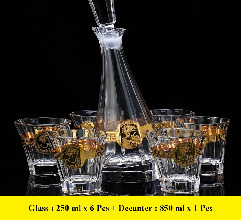 

7 Pcs/Set top quality home crystal whiskey decanter Set luxury whiskey glass for Liquor Scotch Bourbon 200903-02