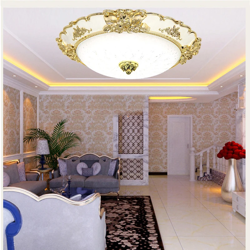 

European style led ceiling lamp modern glass bedroom lamp new compact round room luminaire porch aisle dimming kitchen lights