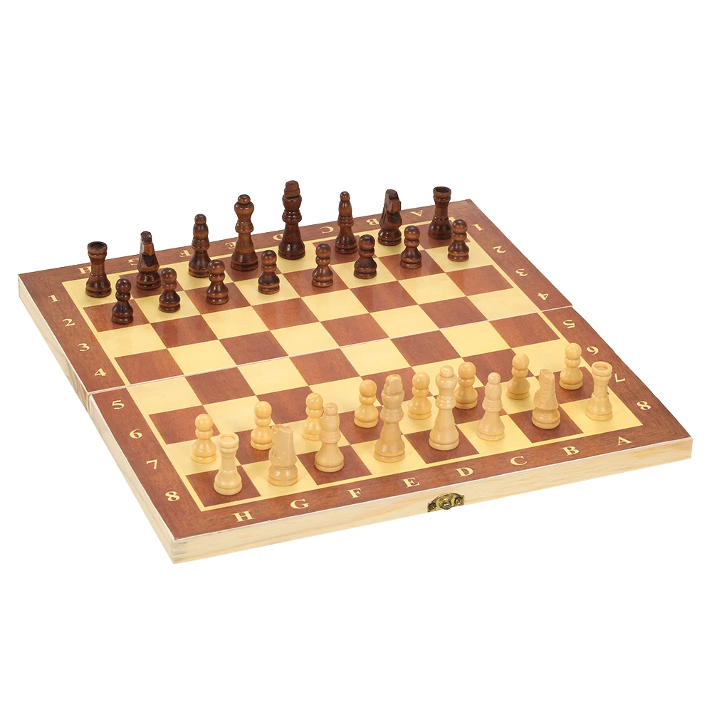 

Board Game 3 in 1 Wooden Folding Magnetic Chess Set Solid Wood Chessboard Magnetic Pieces Entertainment Children Christmas Gifts