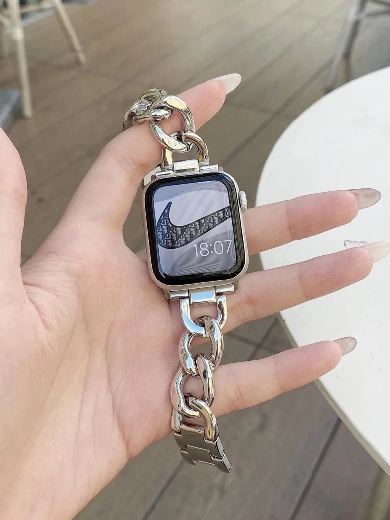 Ремешок кубинский для Apple watch металлический браслет из нержавеющей стали iWatch series 7