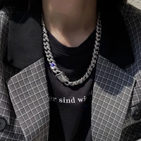 european and american street hip hop cuban chain man clavicle chain diamond full diamond necklace without pendant thick chain ac