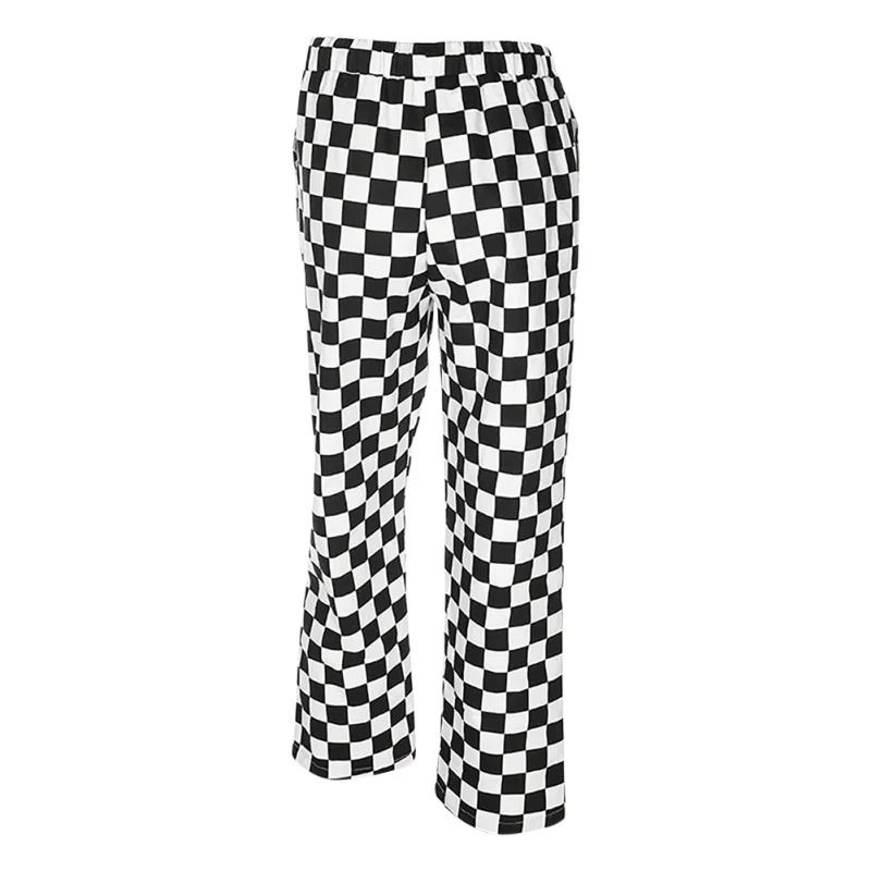Модные женские черно белые клетчатые брюки с высокой талией в уличном стиле хип