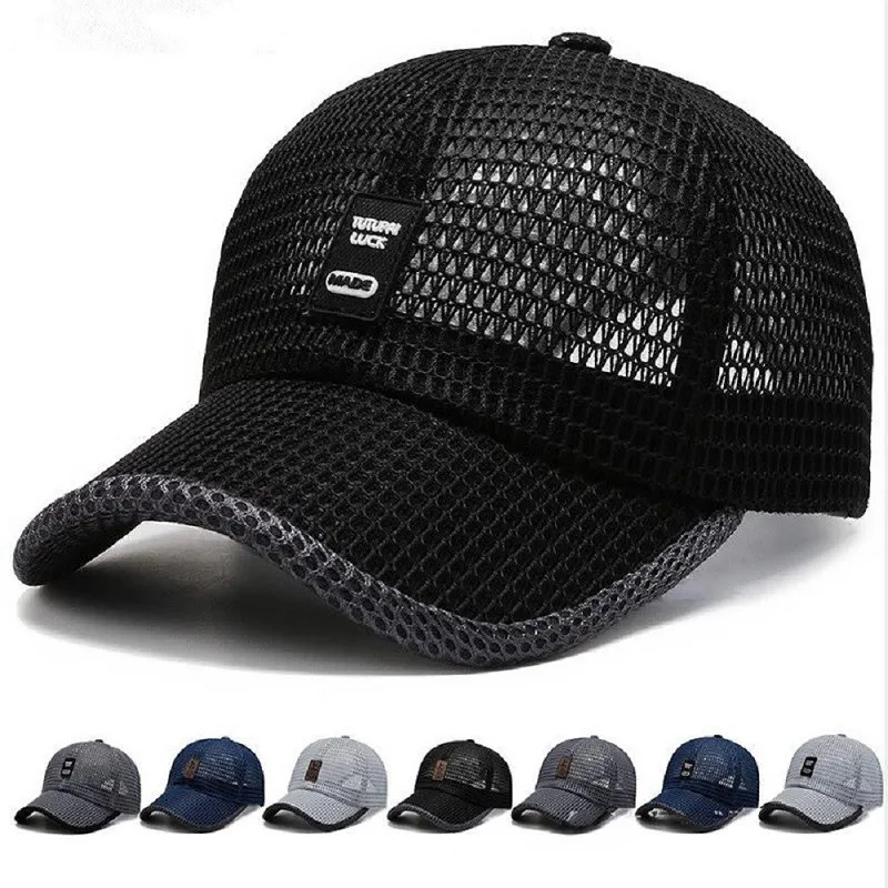 

Men Breathable Mesh Hat Summer Visor UV Protection Outdoor Sport Baseball Caps Cycling Running Fishing Adjustable Peaked Caps