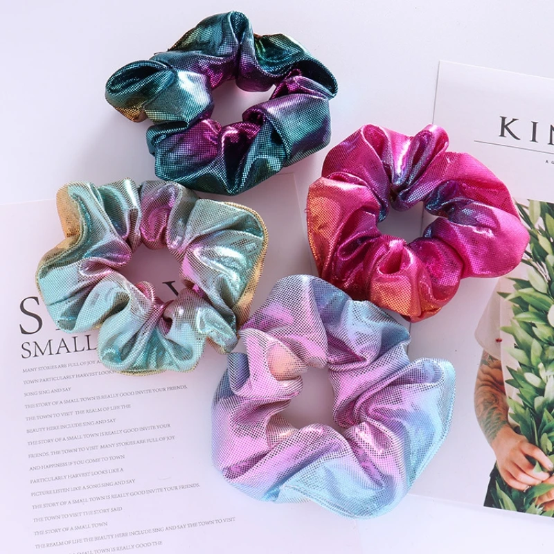 New Fashion Women Colorful Elastic Bronzing Hair Rope Glitter Ponytail Holder Ring Multi-color |