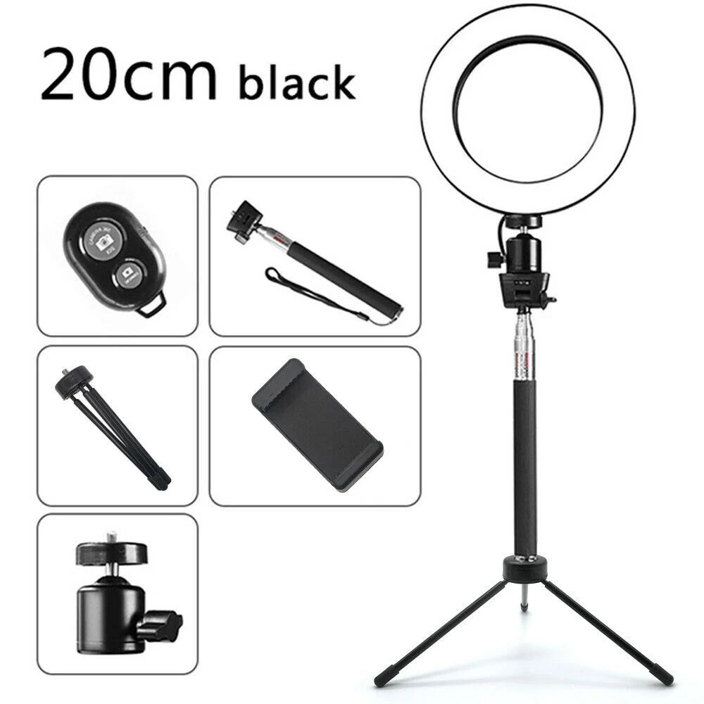 LED Ring Light 6 / 8 Inch Lamp Bluetooth USB Plug with Selfie Stick Tripod Phone Holder for YouTube Photography Video light | Электроника