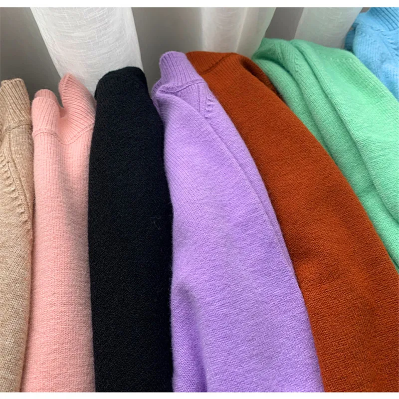 

Women Mock Neck Pullovers Sweater High Quality Oversized Jumper Split Fall Winter Clothes