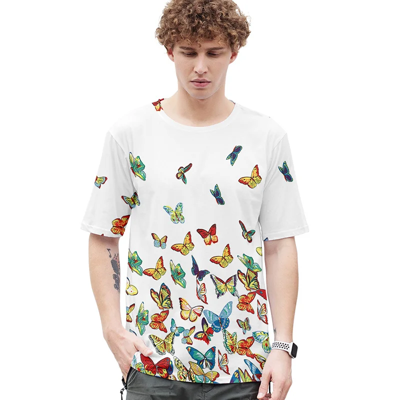 Новый модный костюм с 3d футболкой принтом бабочки Повседневная рубашка в стиле