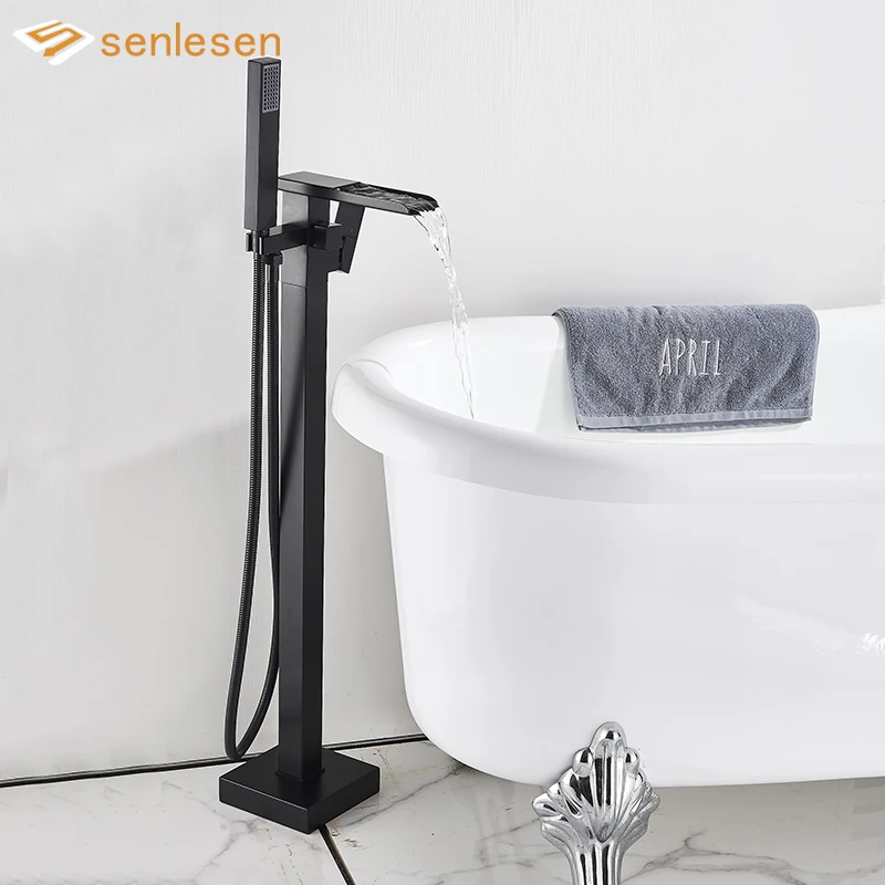 Черный смеситель для ванны Senlesen однорычажный из твердой латуни холодной и