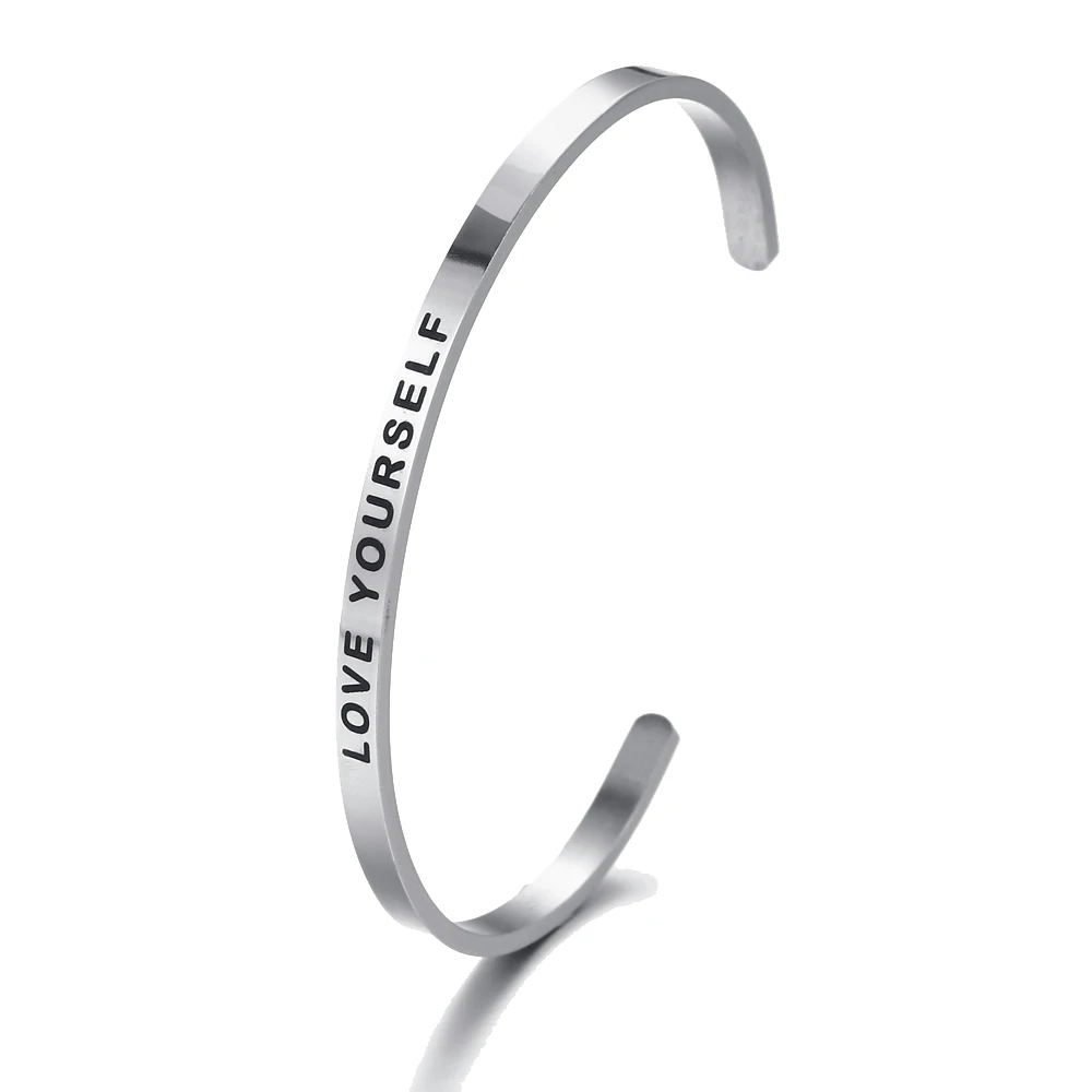 Браслет-манжета из нержавеющей стали для женщин и мужчин вдохновляющие