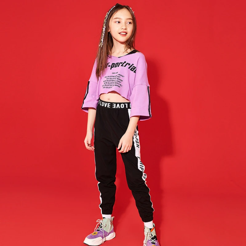 Хип хоп танцевальные костюмы для девочек Джаз выступления детская одежда костюм