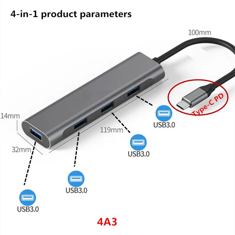 USB 3.0 Multi-Hub USB Splitter 3 USB3.0 Fast Transfer Port for Huawei P20 mate 10 Xiaomi MacBook Pro Computer USB HUB Accessorie