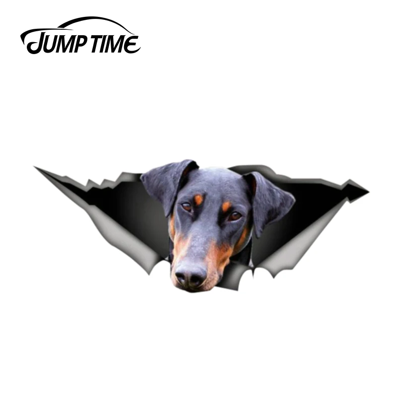 Время скачка 13 см x 5 1 наклейка Doberman рваная металлическая дикие животные смешная