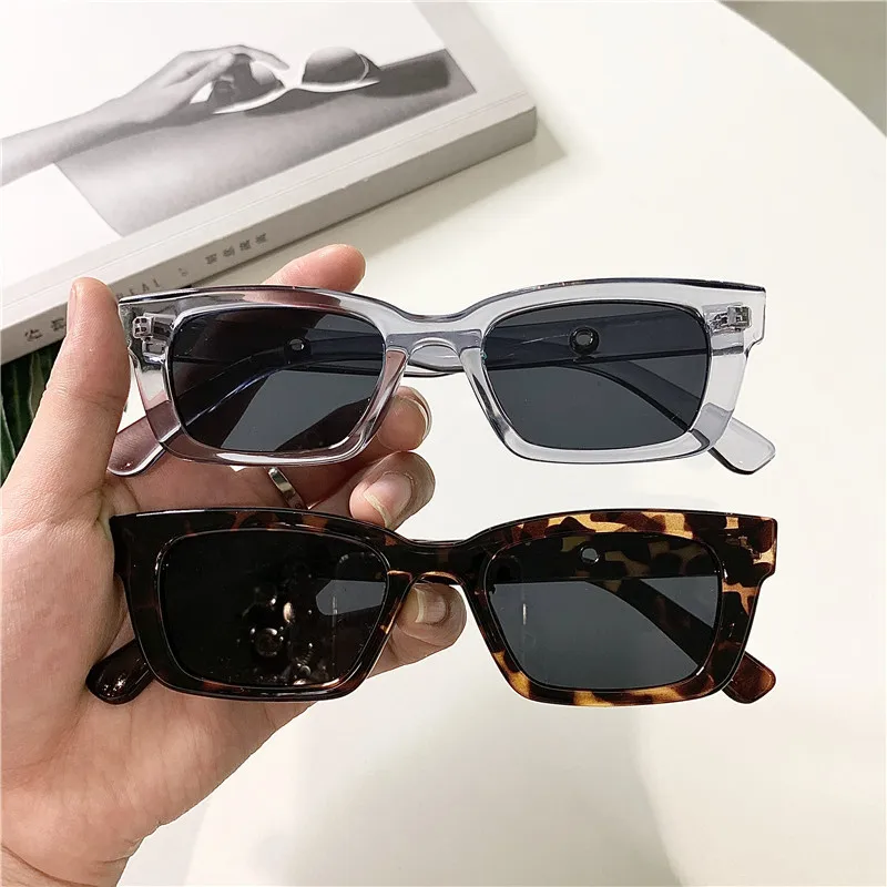 aliexpress.com - New Korean Style Metal Hinge Sunglasses Ladies Small Rectangle Sunglasses Blackout Leopard Print Hip-hop Sunglasses