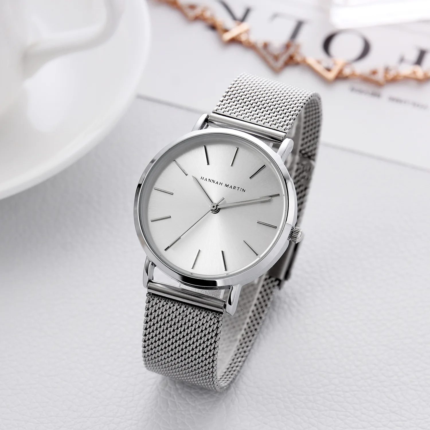 

Japanese movement woven mesh waterproof quartz watch women's watch 36mm simple big three-pin dw ladies watch