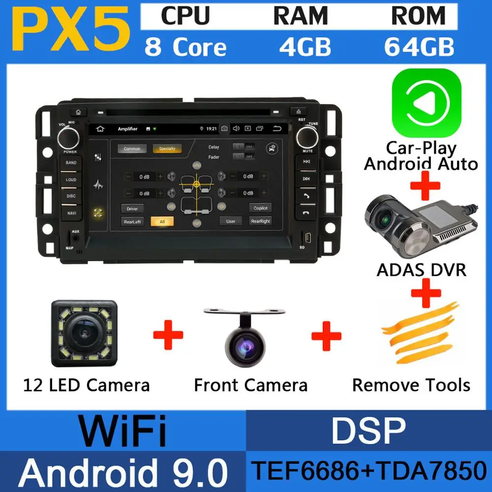 PX5-Adas-Carplay 5 USB порт Android 9,0 PX6/Восьмиядерный автомобильный DVD для Chevy Chevrolet Cobalt Silverado Suburban Buick Enclave автомобильный Радио gps DSP - Цвет: PX5-Adas-Carplay