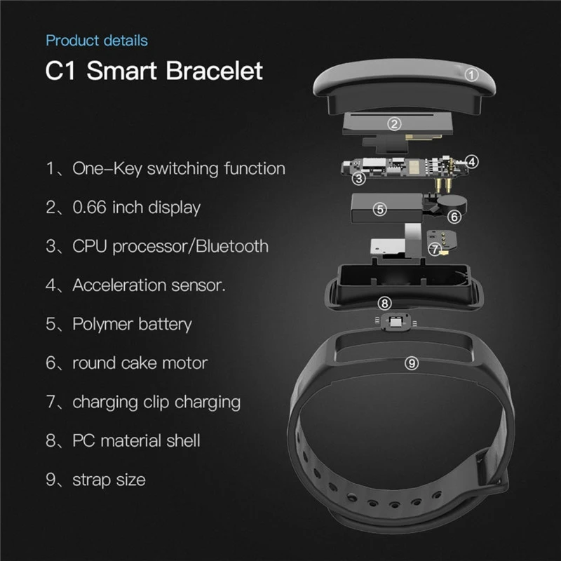 C1/M8 умный Шагомер VS C1 Plus фитнес трекер Водонепроницаемый Монитор Сердечного