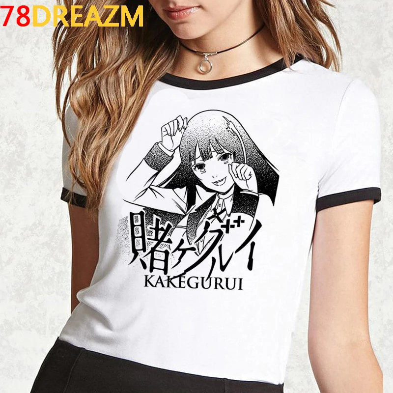 Новинка Kakegurui Футболка женская Kawaii летние топы Мультяшные Графические футболки