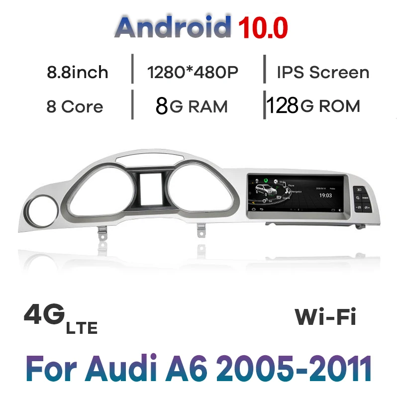 

8core Android 10 8+128G Car Radio Multimedia Player Navigation carplay for Audi A6/A6L 2005-2011 WIFI 4G LTE IPS Touch Screen BT