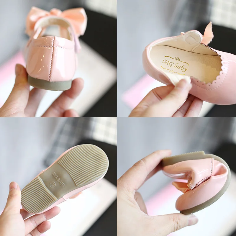 

Spring Autumn Baby Girls Shoes Cute Bow Patent Leather Princess Shoes Solid Color Kids Gilrs Dancing Shoes First Walkers