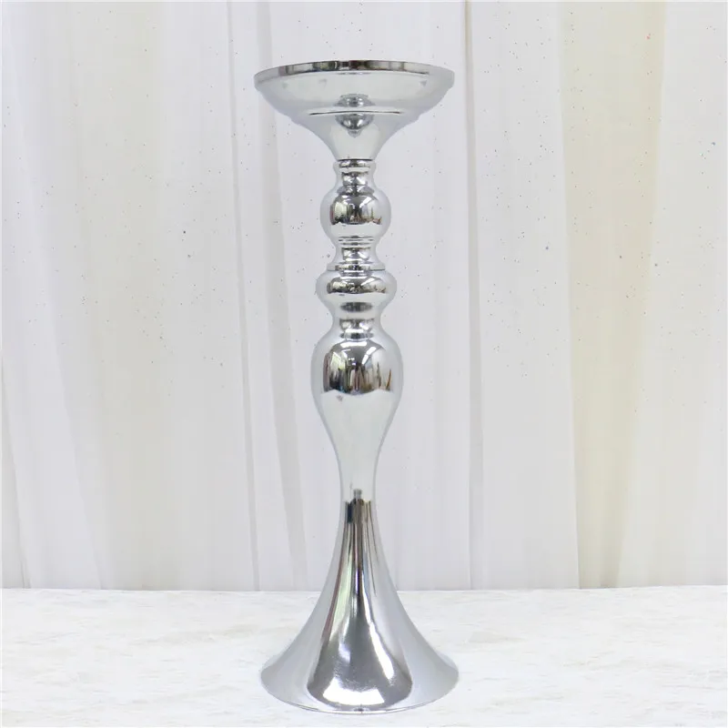 Silver Искусственный цветок стенд подсвечники металлические подсвечники ваза стол центральный цветок дорога ведущий свадебный Декор золото белый серебро - Цвет: Silver