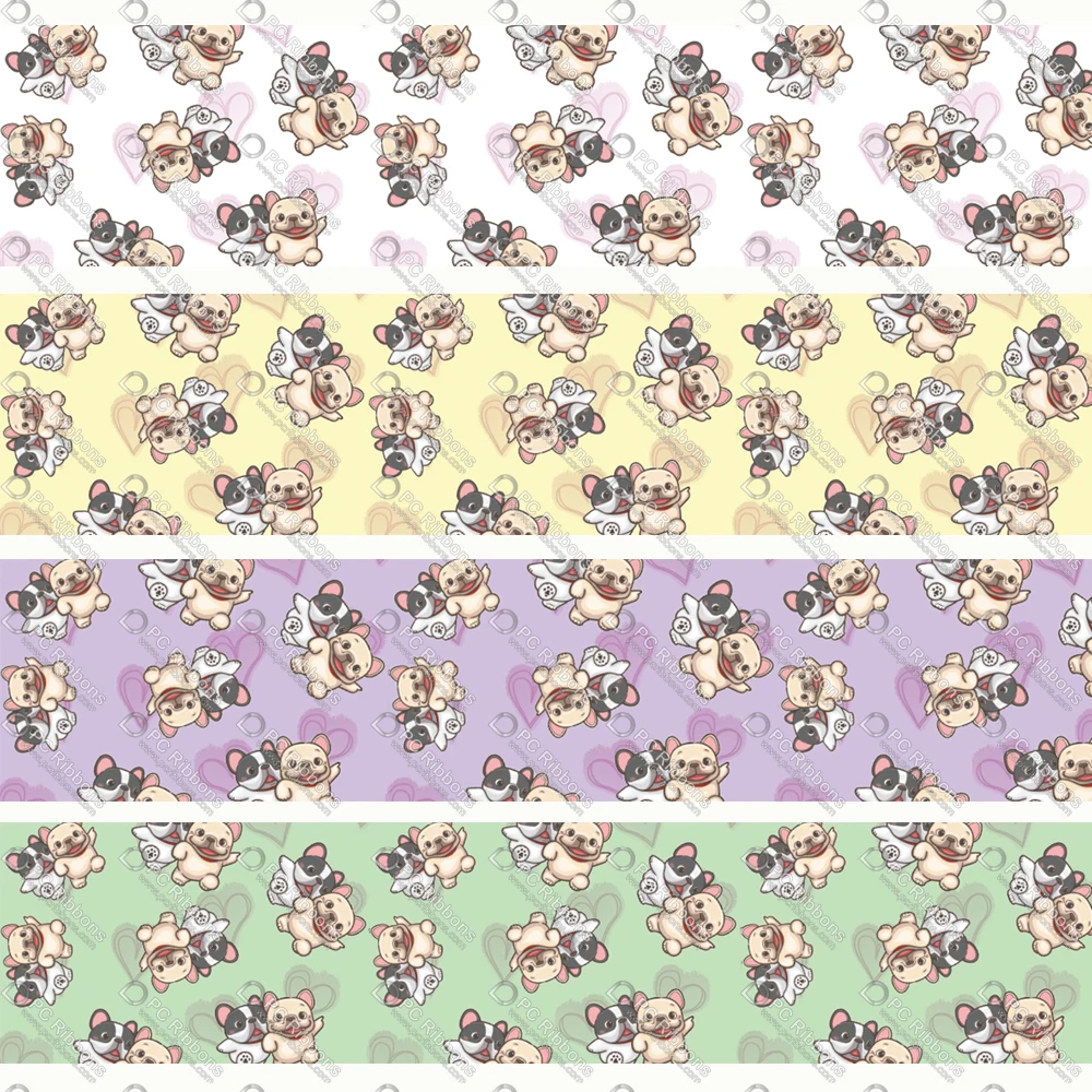 

Cute French Bulldog Grosgrain or Satin Ribbon for Lanyard, Key Fobs, Pet Collars and Leashes, Gift Wrap,DIY Bow Crafts
