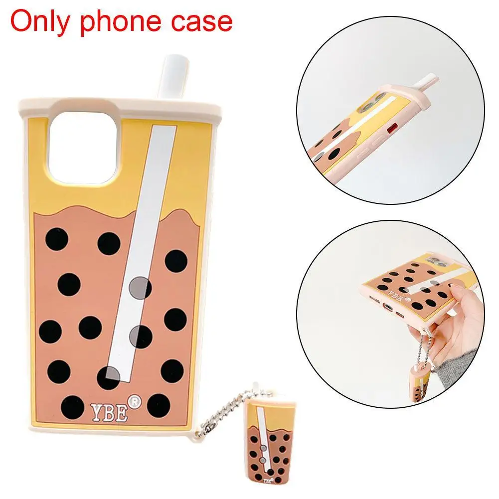 

New Pearl Bubble Boba Milk Tea Drink Bottle Cup Mobile Phone Case For Iphone12pro