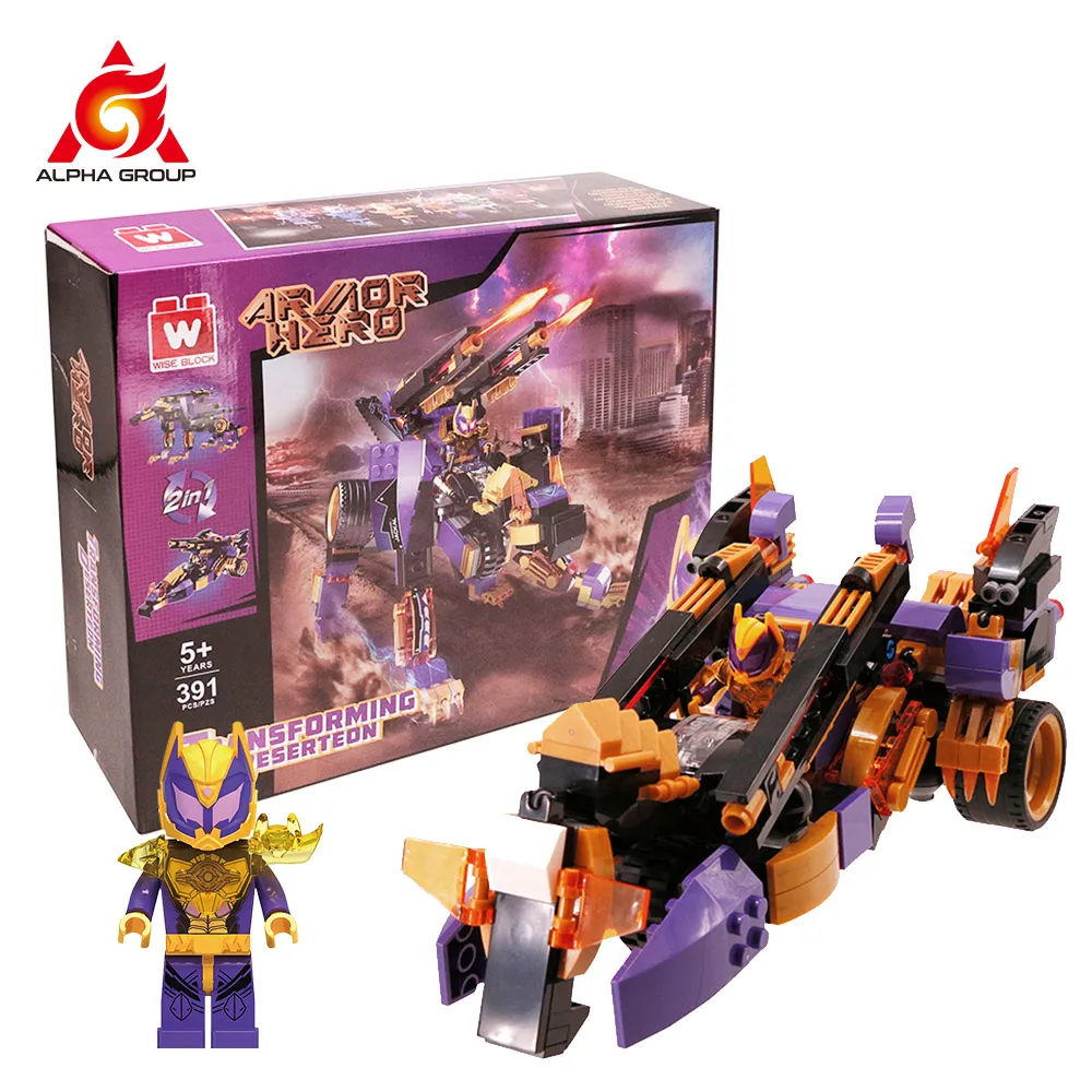 Wise Block 2020 Small Blocks Armor Hero 2 в 1 встроенный Трансформатор Desert teon трансформирующий