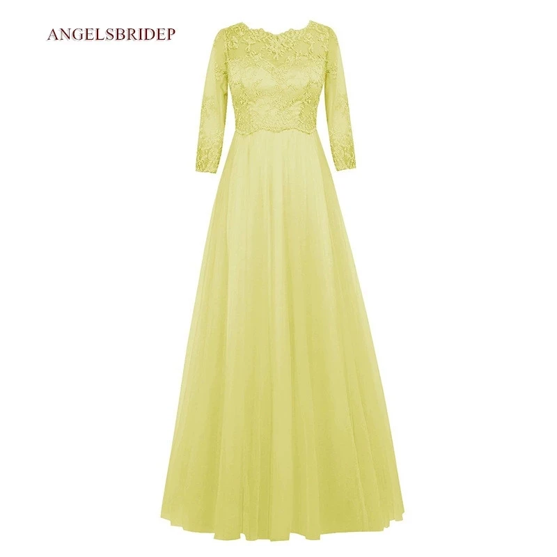 

Elegant Long Sleeves Tull Evening Dresses Party Gowns Applique Floor-Length A-Line Robes De Soiree Formal Prom Dresses
